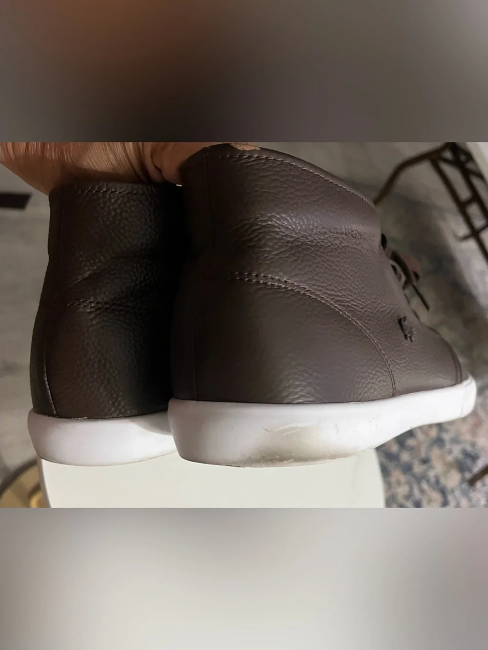Lacoste Men’s Dark Brown Leather Chukka Boots with White Sole